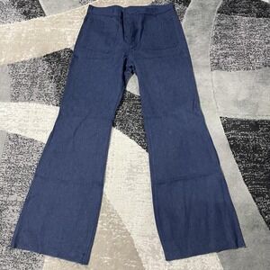 Vintage US Navy Utility Pants Mens 34R Blue Denim Bell Bottom Military 80s NEW